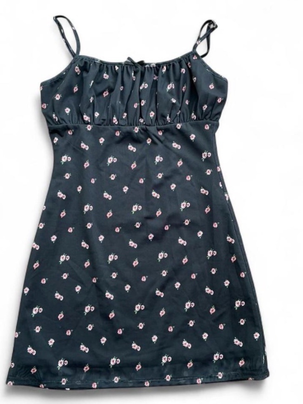 Black Floral Milkmaid Cami Dress with Pink Ditsy Print
